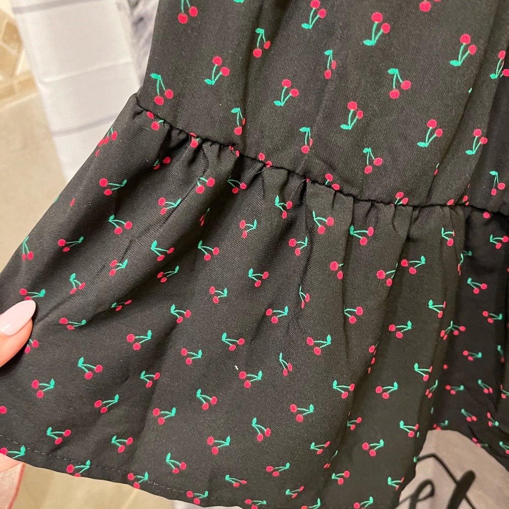 Liberty Love Black Midi Dress Red Cherry Print - Sz. 1X - Picture 4 of 4
